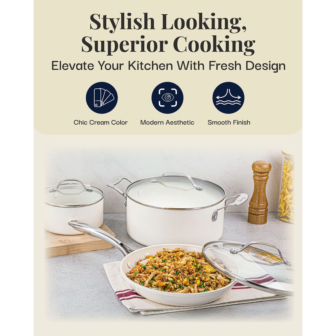 Gotham Steel Natural Collection 12-Pc. Ceramic Cookware Set