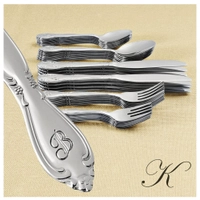 Rose Monogrammed 46-Piece Flatware Set