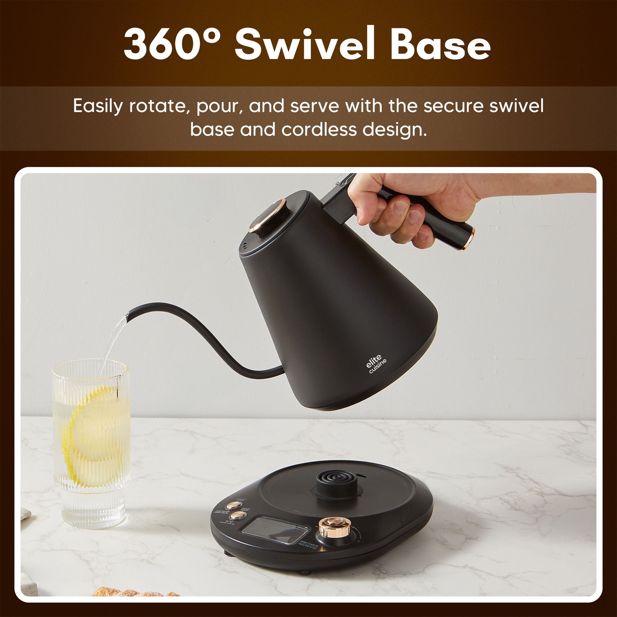 Elite Gourmet EKT3001 Electric Gooseneck Kettle - Thumbnail 4