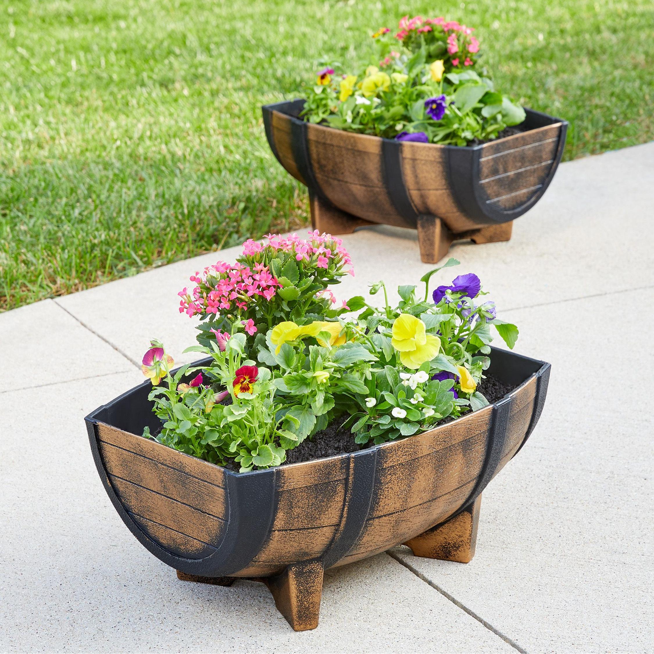 2-piece Half Barrel Planters | Stoneberry