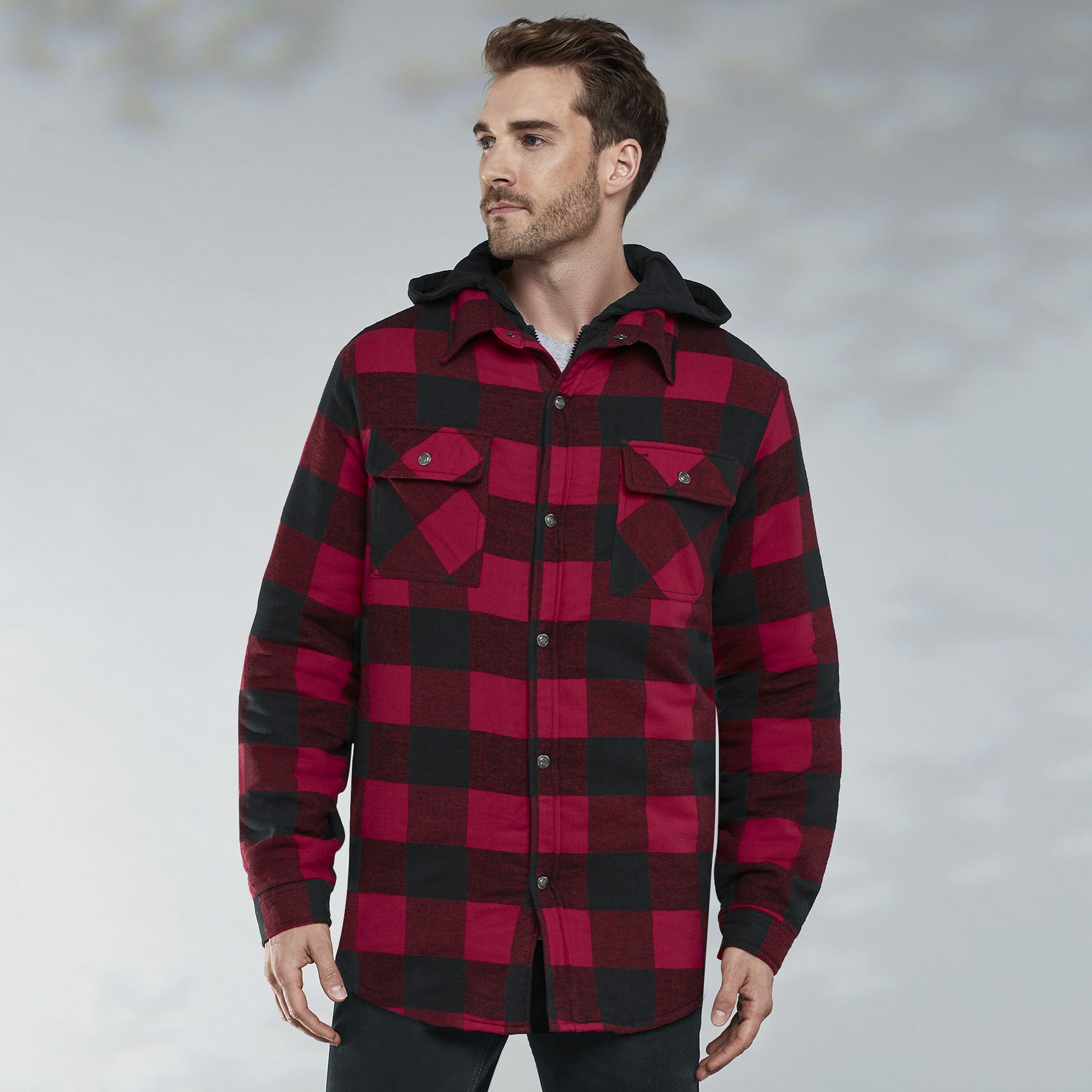 Mason Signature™ Men's Hooded Flannel Shirt Jacket | Stoneberry