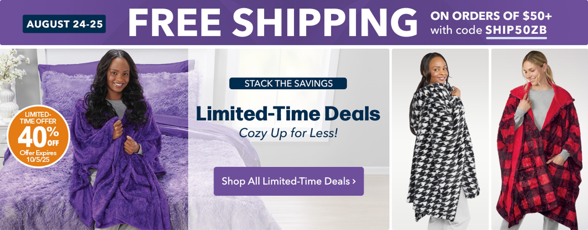 Free Shipping on orders of $50+ with code SHIP50ZB. Shop Limited-Time Deals