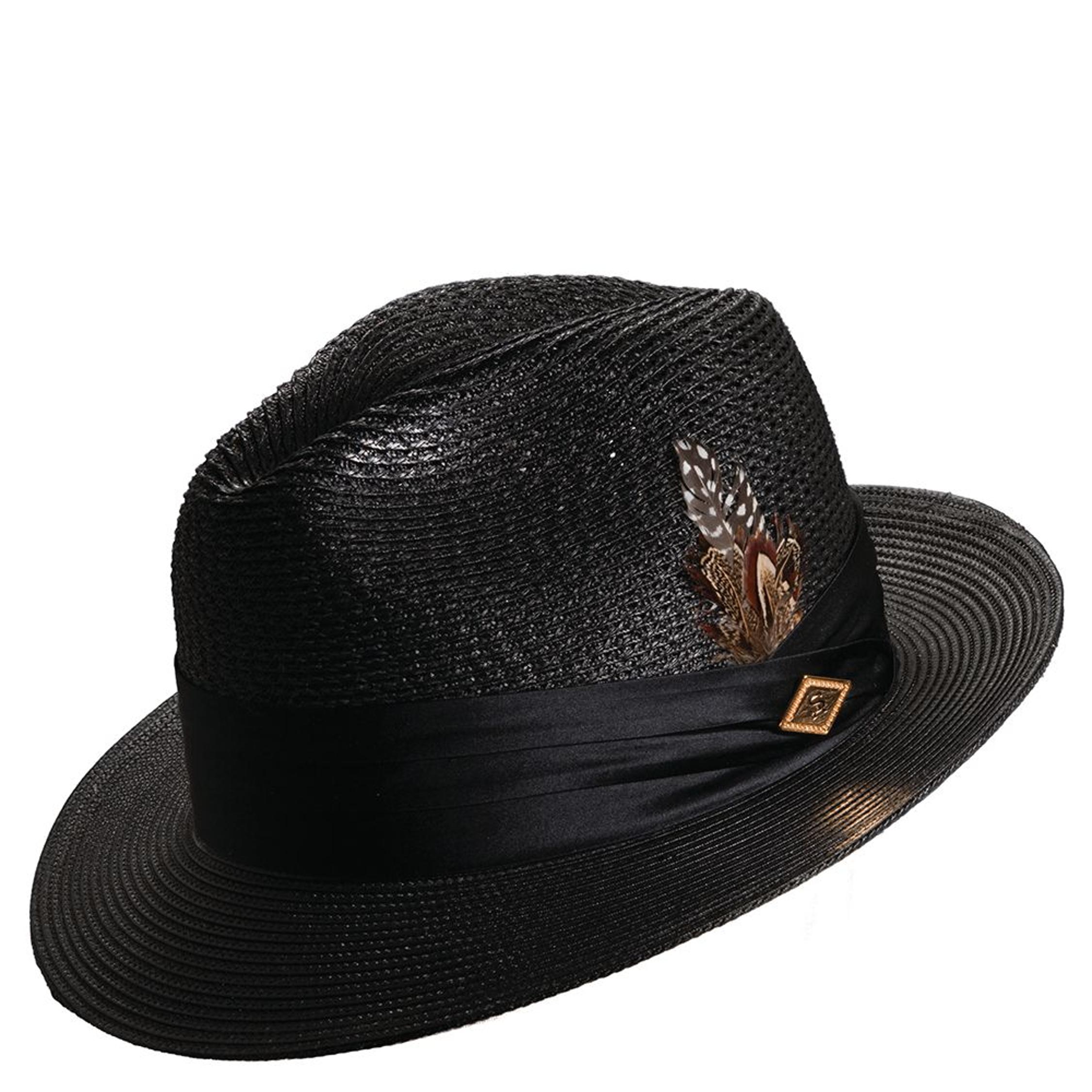 Stacy Adams Black Pinch Front Wool Fedora Hat Size L Felt Homburg Stacy Adams Men main image 2
