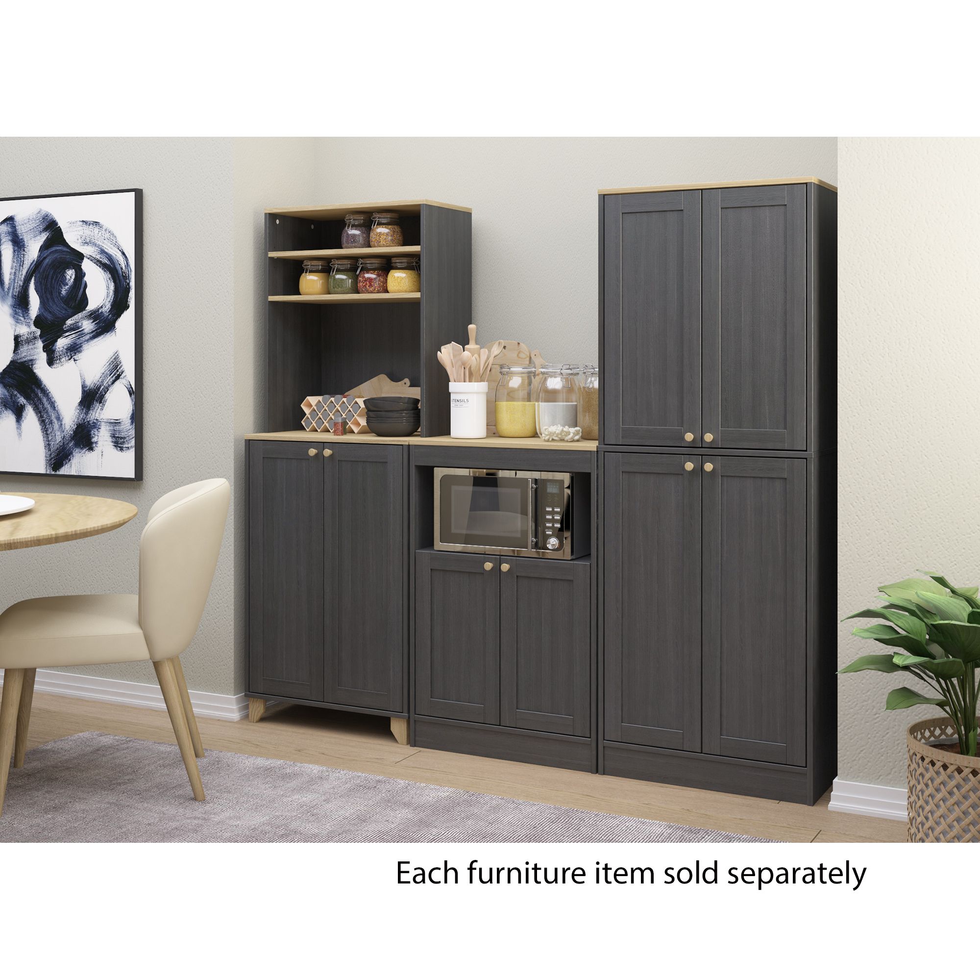 Ella Rhae 4-Door Pantry with Adjustable Shelves | Stoneberry