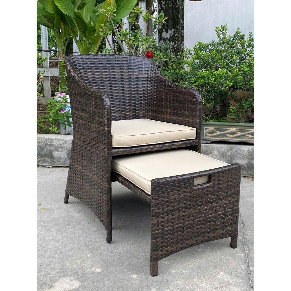Outdoor Patio Wicker Chair With Nesting Ottoman Wicker Furniture