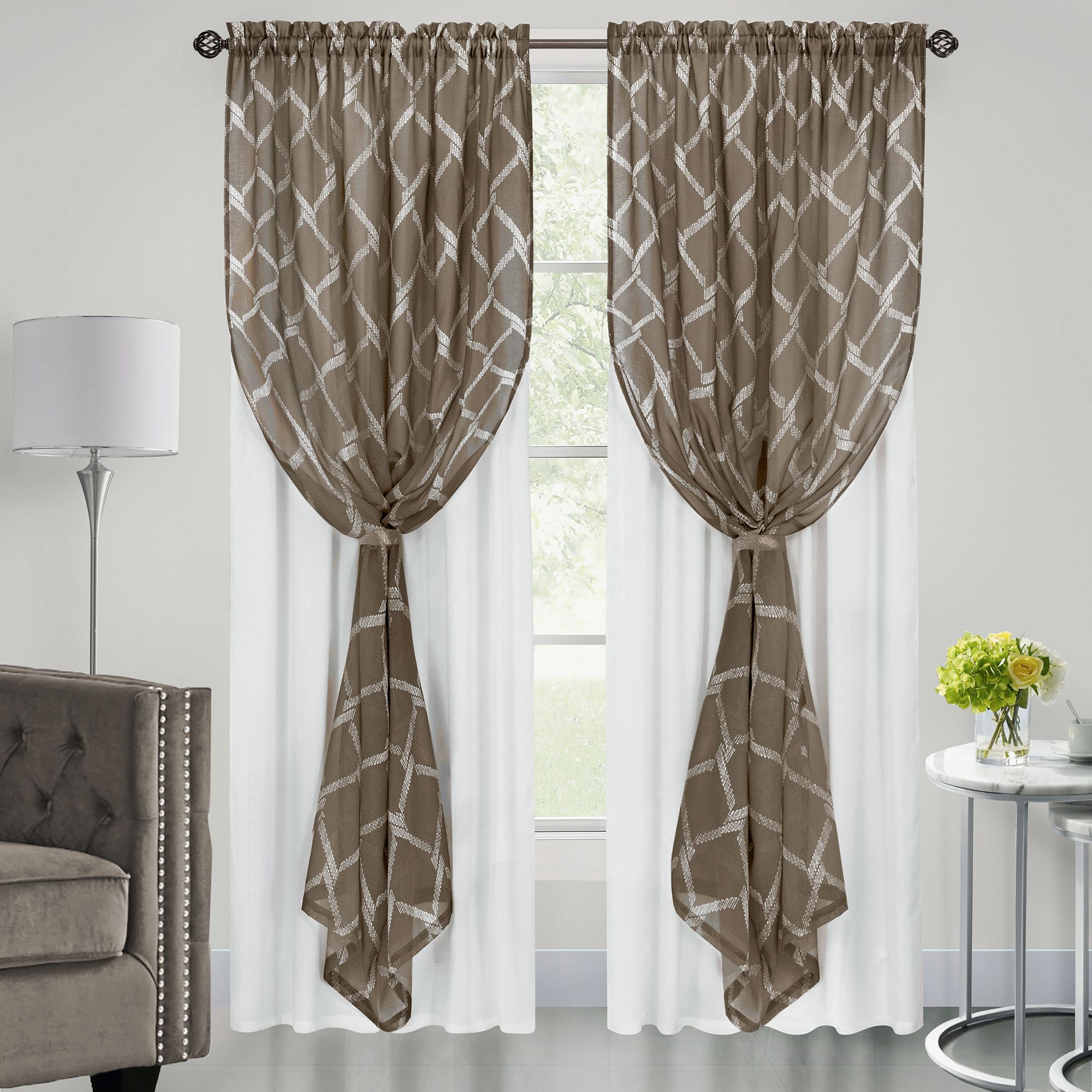 Achim Bombay Double Layered Rod Pocket Window Curtain Panel